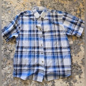 Men's Blue Plaid Button Up Shirt